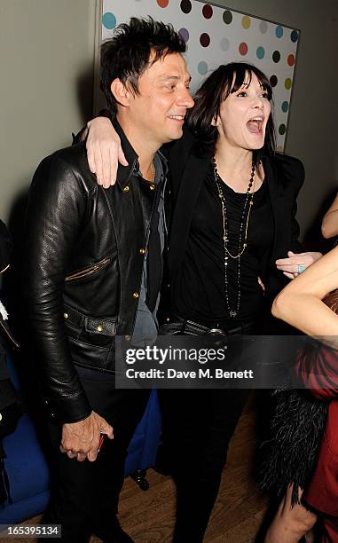 Jamie Hince and Annabelle Neilson attend event planner Paul Rowe's 40th birthday party at The Groucho Club on April 3, 2013 in London, England.