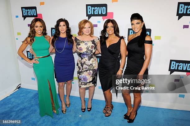 Melissa Gorga, Jacqueline Laurita, Caroline Manzo, Kathy Wakile, and Teresa Giudice of 'The Real Housewives of New Jersey' attend the 2013 Bravo New...