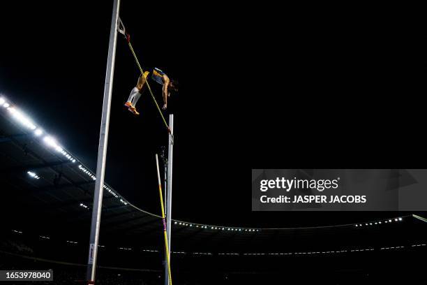 Swedish pole vaulter Armand Mondo Duplantis pictured in action during the 2023 edition of the Memorial Van Damme Diamond League meeting athletics...