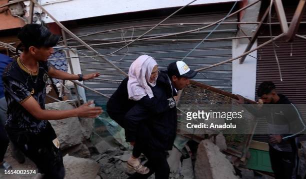 Search and Rescue team operations continues at Moulay Brahim region after a 7 magnitude earthquake in Marrakesh, Morocco on September 9, 2023. At...