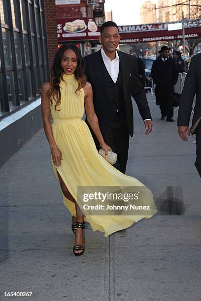 Jada Pinkett Smith and Will Smith attend the "Free Angela and All Political Prisoners" New York Premiere at The Schomburg Center for Research in...