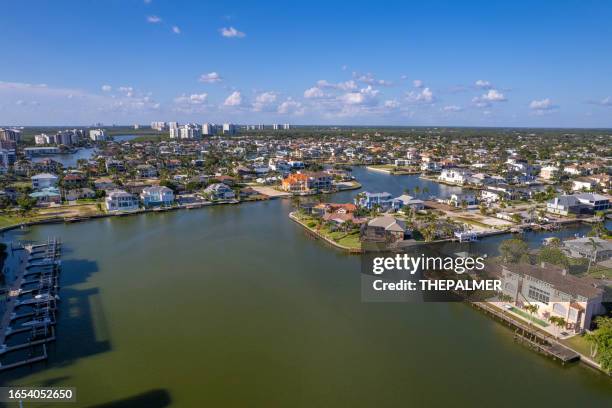 naples florida waterfront homes - naples florida aerial stock pictures, royalty-free photos & images