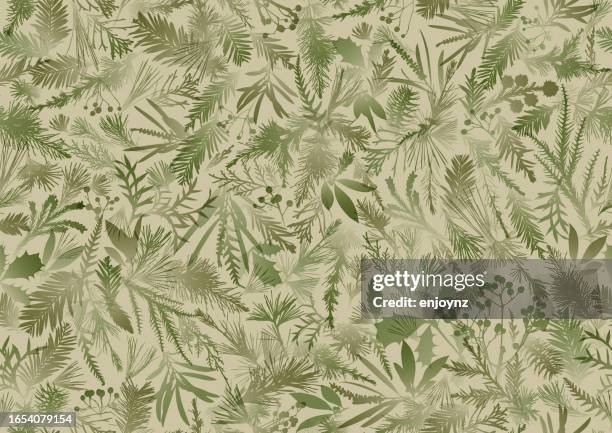 seamless camouflage christmas plants pattern wallpaper background - hidden patterns stock illustrations