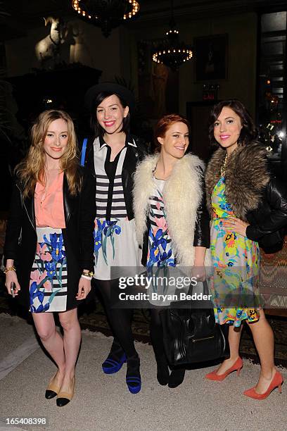 Kim Pesch, Keiko Lynn, Alicia Lund and Christine Cameron attend the COREY Fall 2013 Launch Party hosted by Nora Zehetner at The Jane Hotel on April...