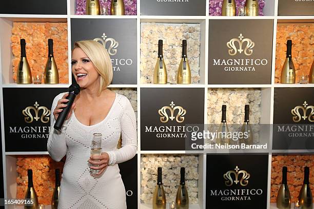 Host and partner Magnifico Giornata, Carrie Keagan attends the launch party for Magnifico Giornata at Brasserie Beaumarchais on April 3, 2013 in New...