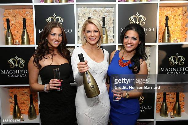 Host and partner Magnifico Giornata, Carrie Keagan and guests attend the launch party for Magnifico Giornata at Brasserie Beaumarchais on April 3,...