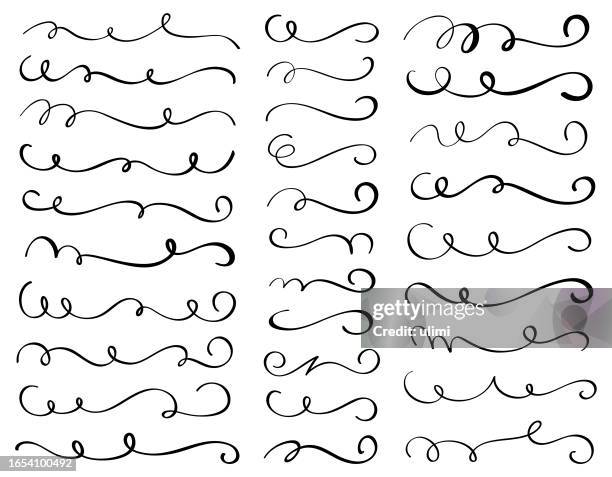 kalligrafische linien und wirbel - kalligraphieren stock-grafiken, -clipart, -cartoons und -symbole