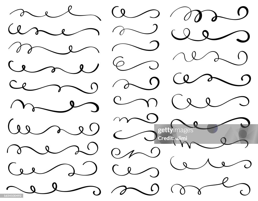 Calligraphic Line Drawing Example Simple Calligraphic Lines And Swirls High-Res Vector Graphic - Getty Images