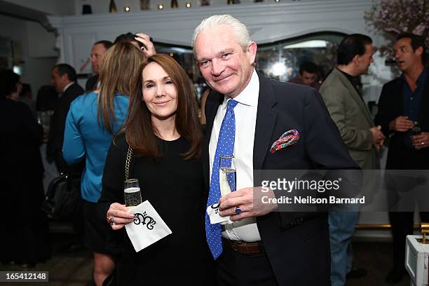 Gautier Valdronne and wife attend the launch party for Magnifico Giornata at Brasserie Beaumarchais on April 3, 2013 in New York City.
