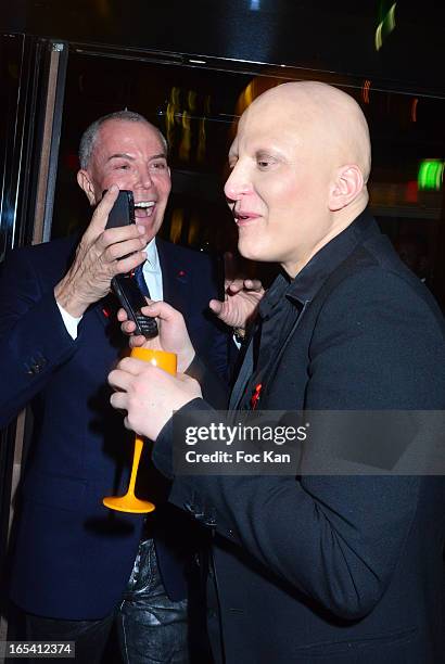 Jean Claude Jitrois and Ali Mahdavi attend the Angels VS AIDS Exhibition Preview Cocktail at Hotel W on April 3, 2013 in Paris, France.