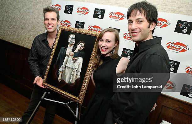 Actors Hugh Panaro, Samantha Hill and Kyle Barisich attend the "Phantom Of The Opera" portrait unveiling>> at Tony's di Napoli on April 3, 2013 in...