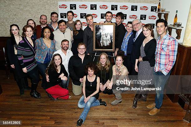 Hugh Panaro, Samantha Hill, Kyle Barisich and the cast of "Phantom Of The Opera" attend the "Phantom Of The Opera" portrait unveiling at Tony's di...