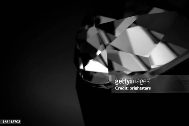 b&w diamond macro - diamond gemstone stock pictures, royalty-free photos & images