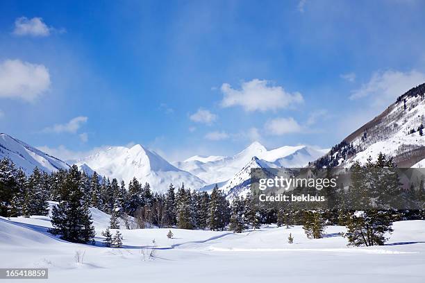 invernali wonderland - montagne rocciose foto e immagini stock