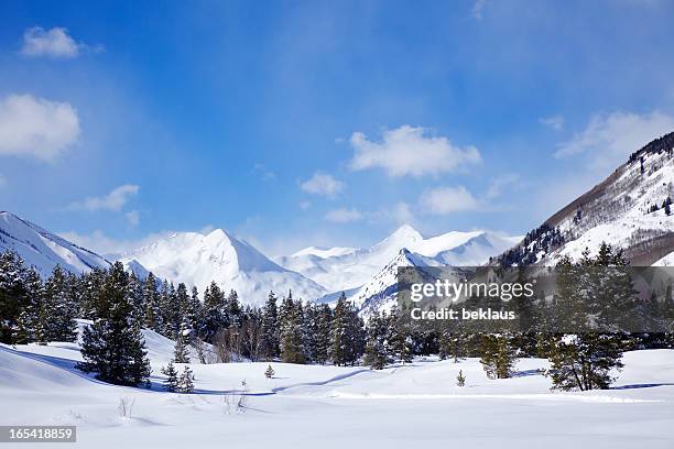 winter wonderland - snowy mountain stock pictures, royalty-free photos & images