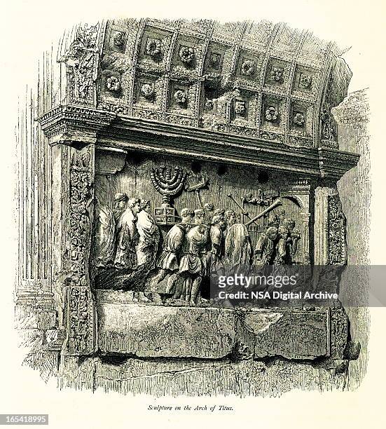 skulptur auf der arch of titus, rom, italien - arch of titus stock-grafiken, -clipart, -cartoons und -symbole