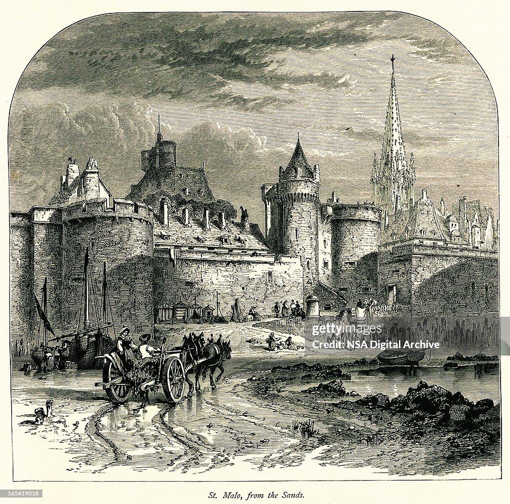 Saint-Malo, France I Antique European Illustrations