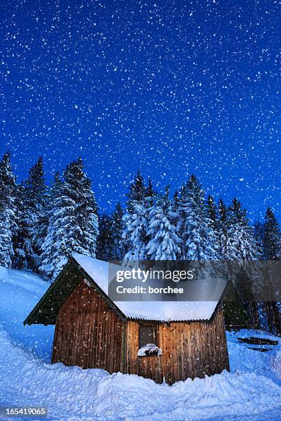 alpine hut - country christmas stock pictures, royalty-free photos & images