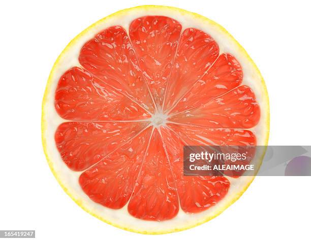 grapefruit slice isolated on white background with clipping path. - grapefruit stockfoto's en -beelden
