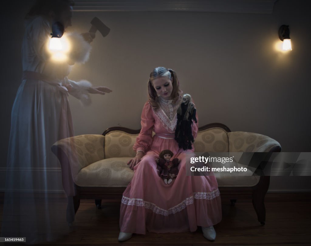 Rapariga perseguida por um fantasma