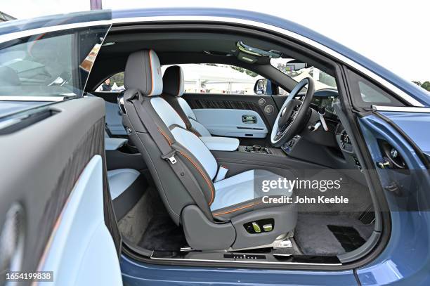 The interior of a Rolls Royce Spectre, the world’s first ultra- luxury all-electric super coupe is displayed during the Salon Privé 2023 at Blenheim...