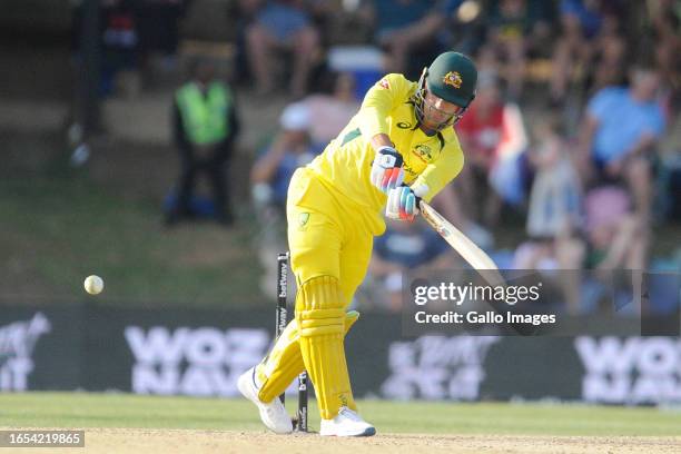 Alex Carey of Australia during the 2nd Betway One Day International match between South Africa and Australia at Mangaung Oval on September 09, 2023...