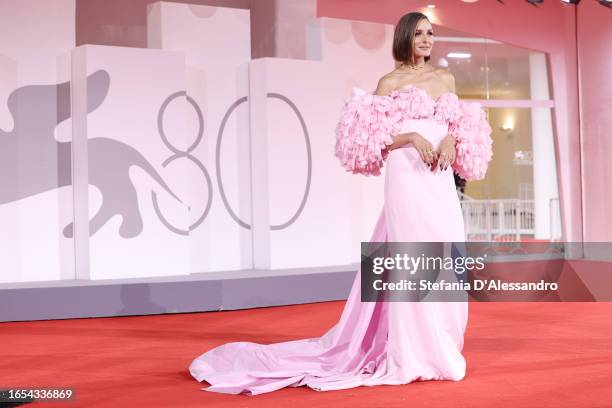 Olivia Palermo attends a red carpet for the movie "Finalmente L'Alba" at the 80th Venice International Film Festival on September 01, 2023 in Venice,...