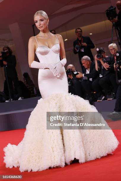 Leonie Hanne attends a red carpet for the movie "Finalmente L'Alba" at the 80th Venice International Film Festival on September 01, 2023 in Venice,...