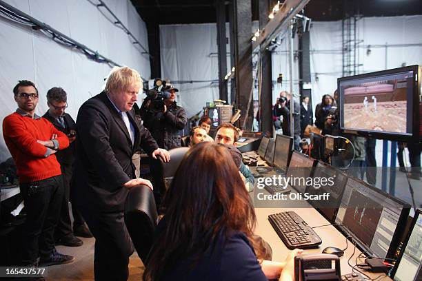 Boris Johnson , the Mayor of London, learns about 'performance capture' during a visit to Ealing Studios, the longest continuing film studio in the...