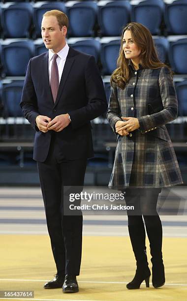 Prince William, Earl of Strahearn and Catherine, Countess of Strathearn visit the Emirates Arena on April 4, 2013 in Glasgow, Scotland. The Emirates...