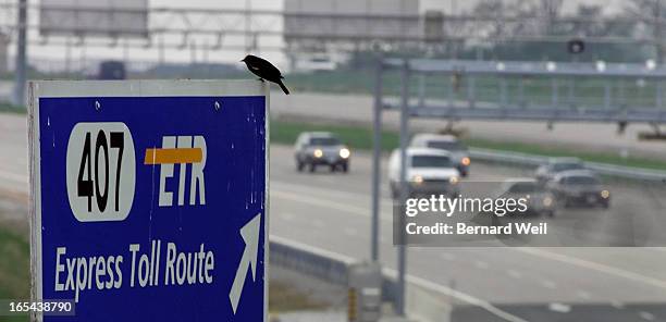 Access ramp to highway 407, May 8, 2000. Suburban sprawl is contributing to the increase in traffic congestion in the 905 area. For Joe Hall feature.