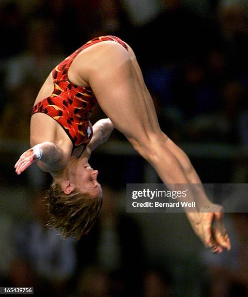 Canadian diver Anne Montminy appears frozen in midair during one of her dives in the Women's 10M Platform Final September 24, 2000. Montminy won a...