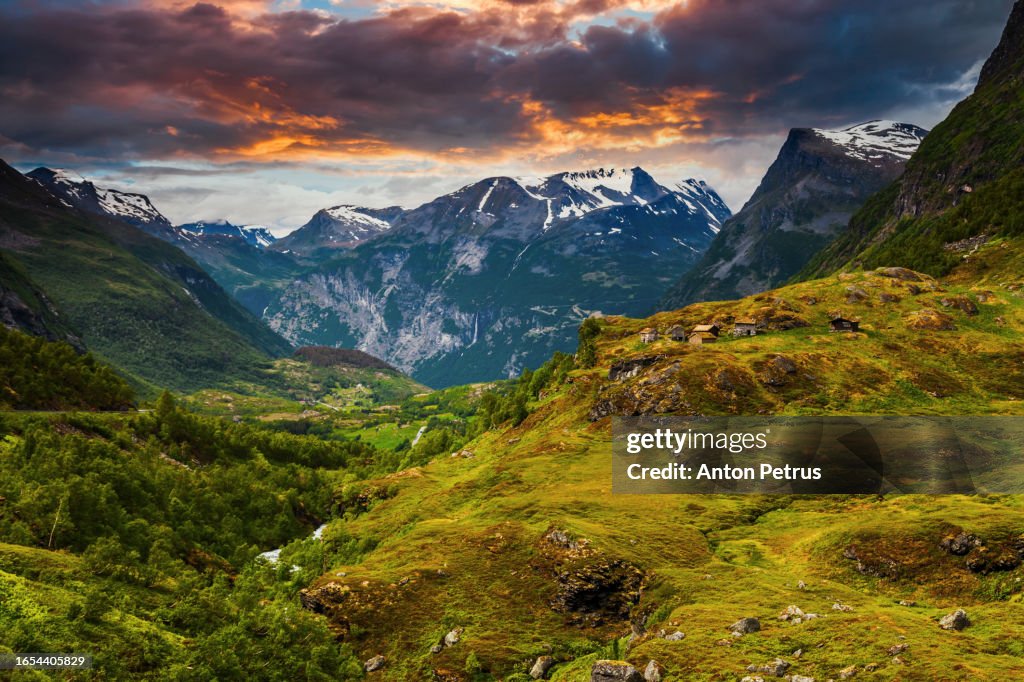Dramatic mountain landscape in northern Norway