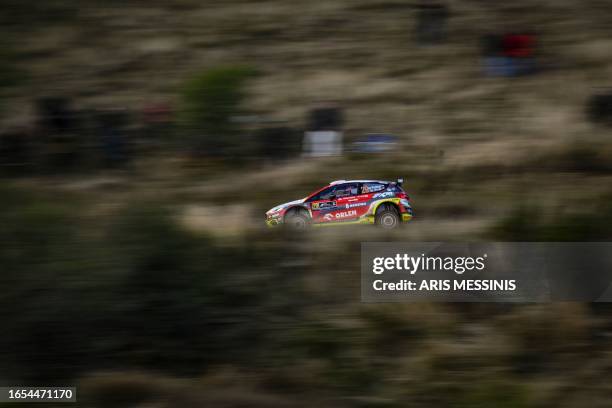 Czech Republic's Martin Prokop and his co-driver Michal Ernst drive their Fiesta Mk II at the special stage Pavliani during the Acropolis rally in...