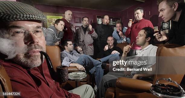 11Days_BW01_121804--Eleventh Day of Christmas illustration. Left to right are: Bill Murray, Shawn McLaren , Blair Scarlett , Paul Beames , Trae...