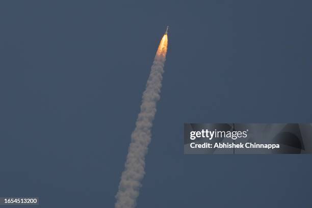Indian Space Research Organisation’s PSLV-C57 rocket carrying the Aditya-L1 solar mission lifts off from the Satish Dhawan Space Centre on September...