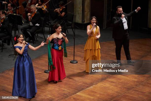 Estudio de la Ópera de Bellas Artes member perform during the symphonic tribute to late singer and composer Jose Alfredo Jimenez at Palacio de Bellas...