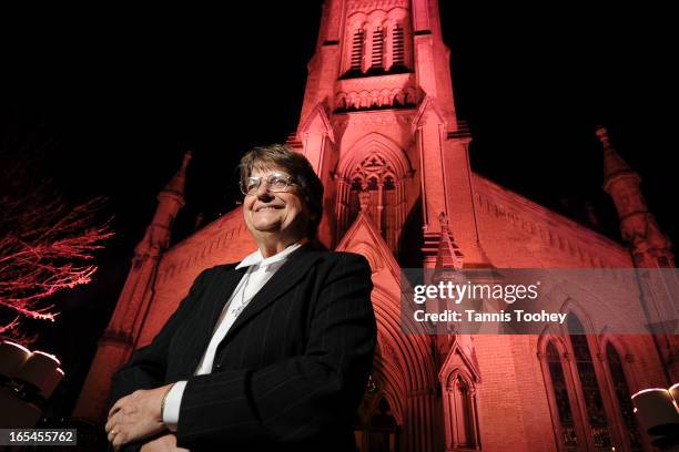 November 27, 2010-Portrait of Sister Helen Prejean outside Toronto's St. James Cathedral at Amnesty's Cities for Life event. Sister Helen is famous...