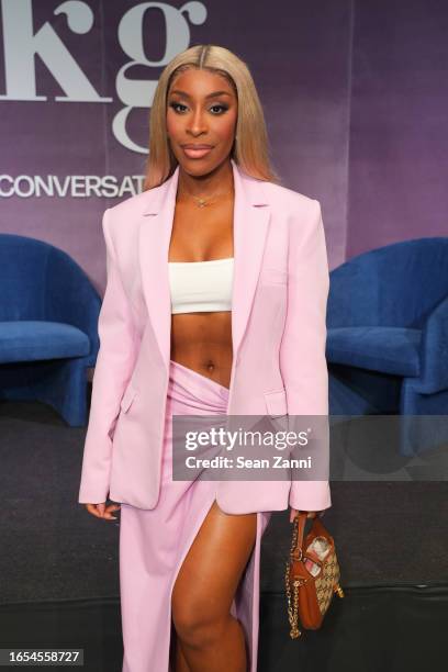 Jackie Aina attends "BUILDING YOUR BRAND At NYFW" Presented by Kensington Grey at NeueHouse Madison Square on September 08, 2023 in New York City.