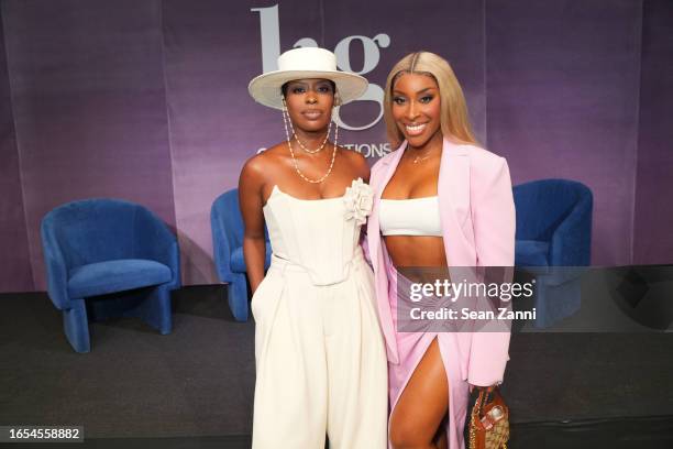 Jenee Neylor and Jackie Aina attend "BUILDING YOUR BRAND At NYFW" Presented by Kensington Grey at NeueHouse Madison Square on September 08, 2023 in...