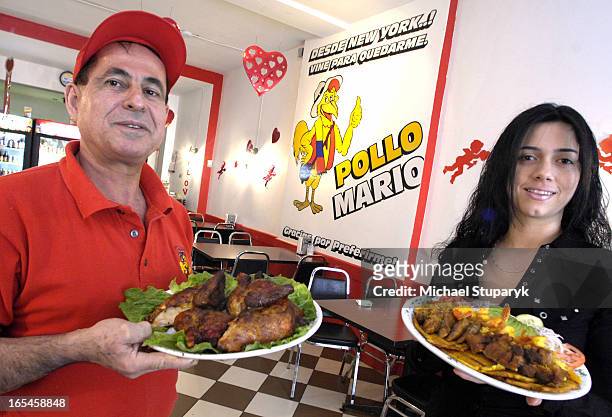 Restaurant is Pollos A La Brasa Mario . Partner Martha Gil and Gustavo Gil. Martha on rt. Is holding Toston Con Todo dish.also a single photo of it....