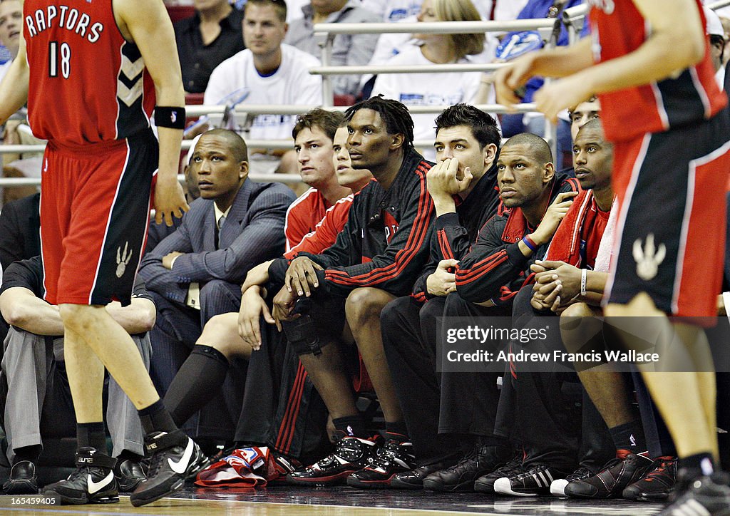 Bosh Raptors MAGIC--04/20/08--Toronto Raptors Chris Bosh watches his teammates ...