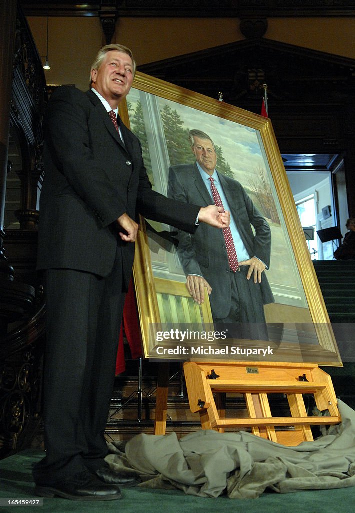 HARRIS 06/26/07 Former premier Michael D. Harris unveils his official portrait.standing beside it af
