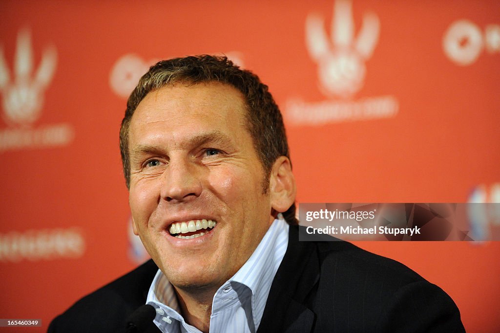 June 25, 2008 Raptors GM Bryan Colangelo at Air Canada Centre having a pre draft press conference. T