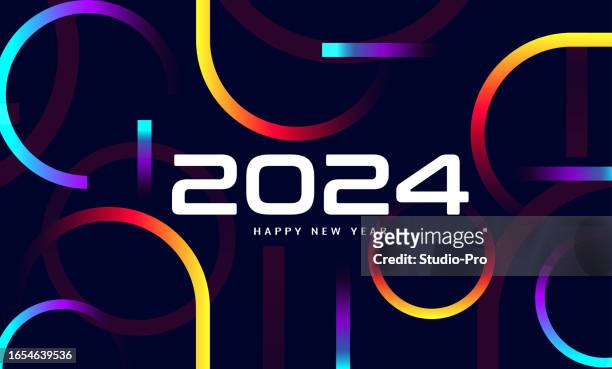 stockillustraties, clipart, cartoons en iconen met happy new year 2024 dynamic gradient christmas background - new year's day