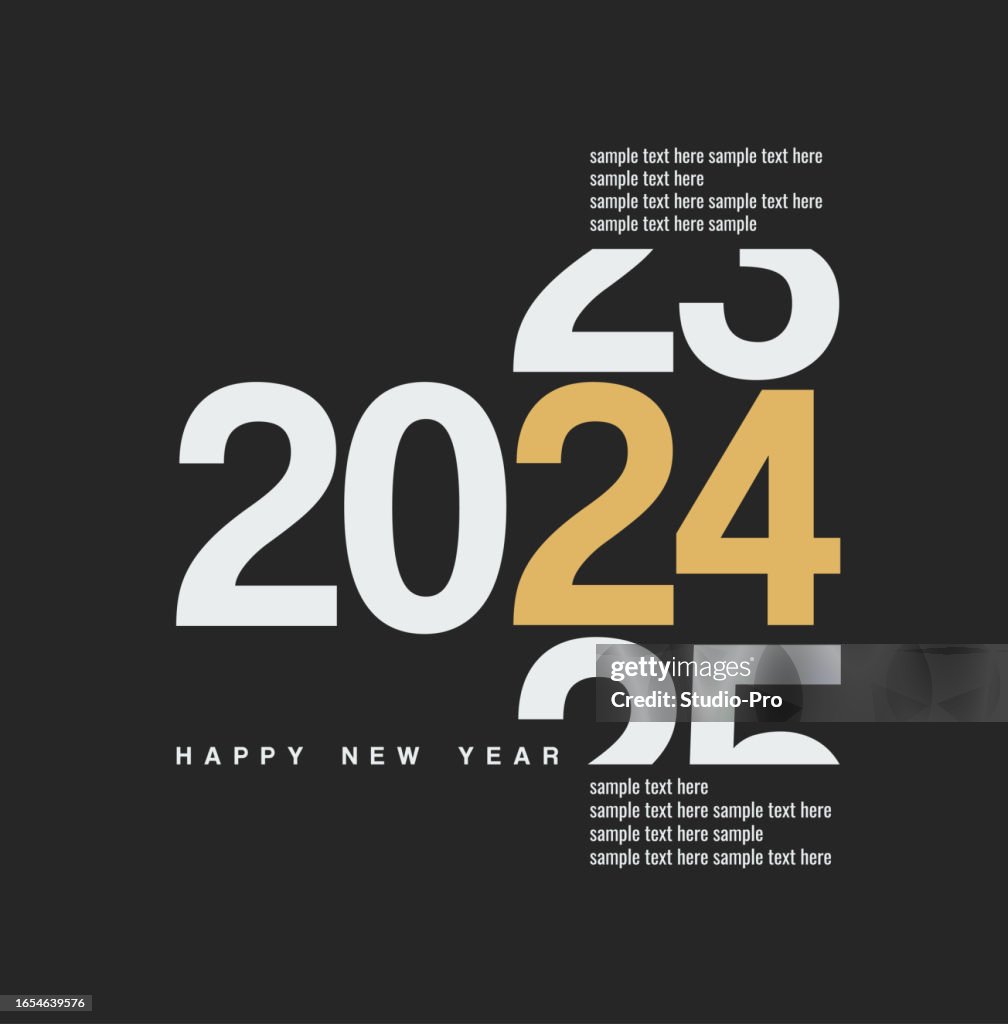 Buon anno dal 2023 al 2024 mockup di design dorato per Natale