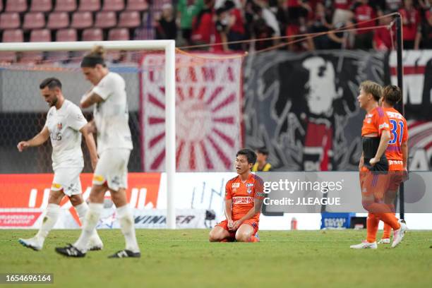 Takahiro KO of Albirex Niigata react after their 1-1 draw in the J.LEAGUE Meiji Yasuda J1 26th Sec. Match between Albirex Niigata and Urawa Red...