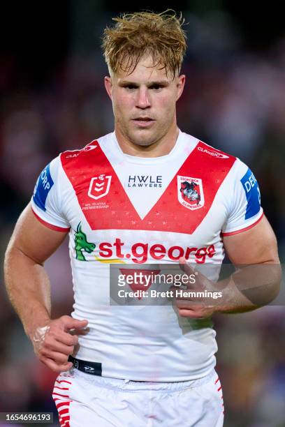 Jack De Belin of the Dragons is pictured during the round 27 NRL match between St George Illawarra Dragons and Newcastle Knights at Netstrata Jubilee...