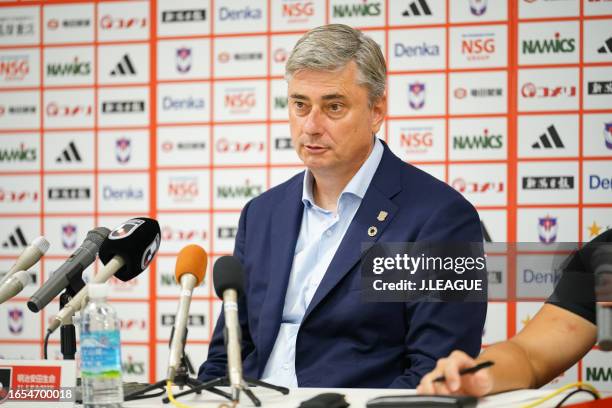 Head coach MACIEJ SKORZA of Urawa Reds is interviewed after the J.LEAGUE Meiji Yasuda J1 26th Sec. Match between Albirex Niigata and Urawa Red...