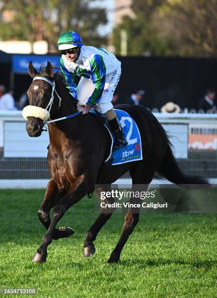 Luke Nolen riding I Wish I Win before finishing 3rd in Race 9, the Stow Storage Memsie Stakes, during Melbourne Racing at Caulfield Racecourse on...